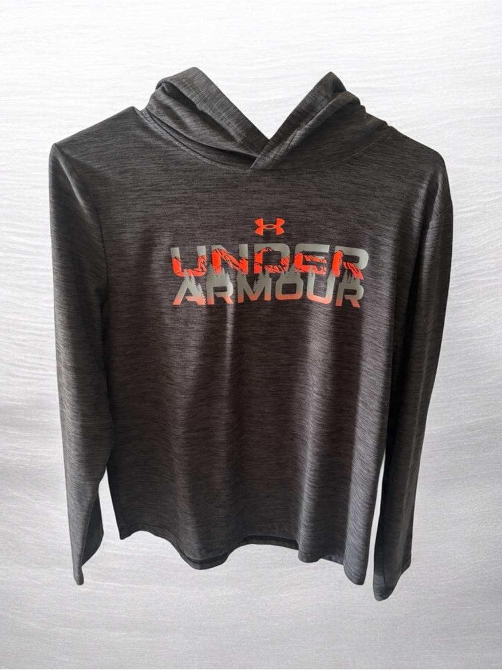 Under Armour Kids Charcoal Hoodie with Orange & White Logo